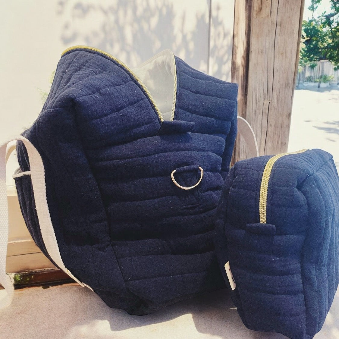 Pack Sac à langer et Trousse de Toilette Gaze de Coton (broderie offerte)