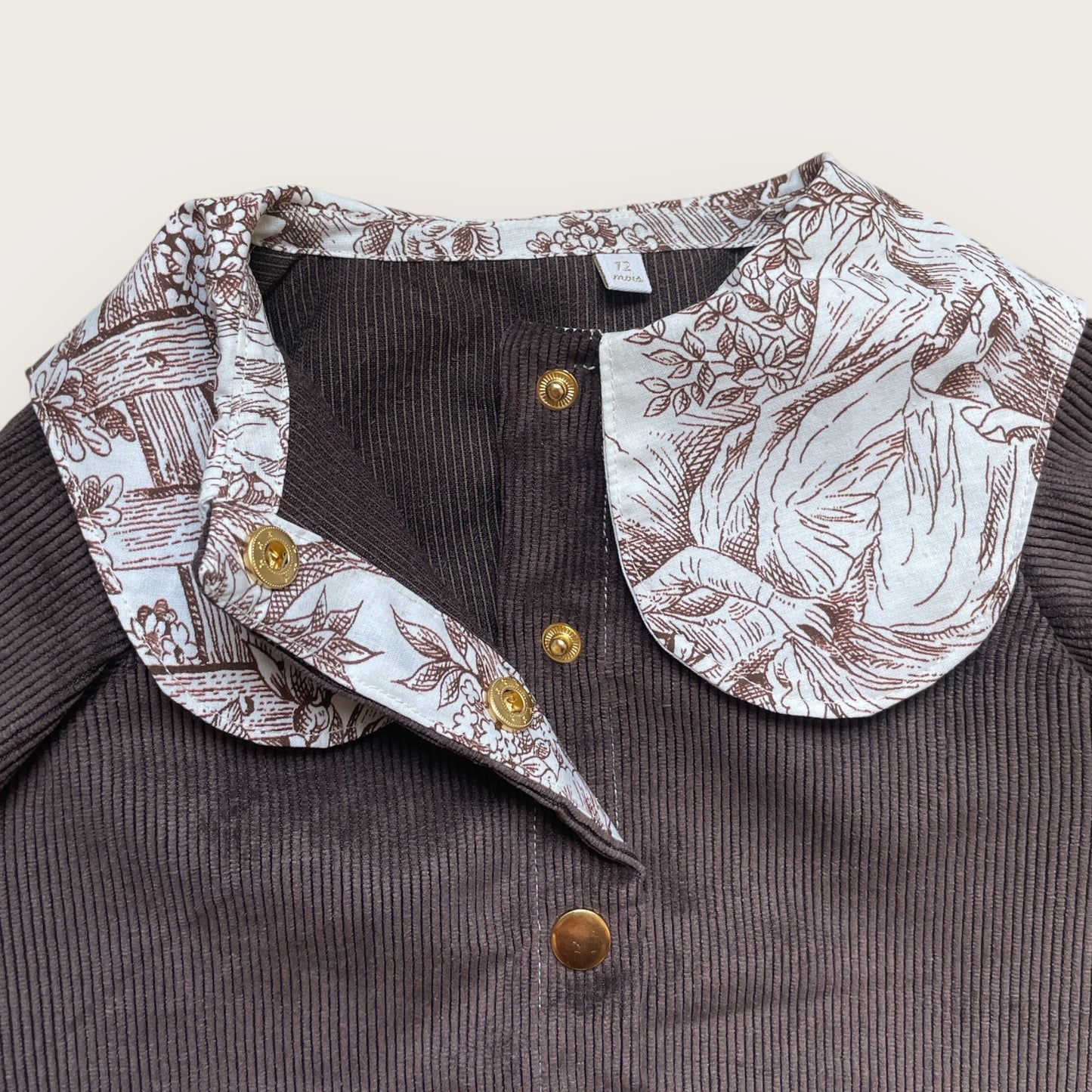 Chemise/Veste velours col Toile de Jouy