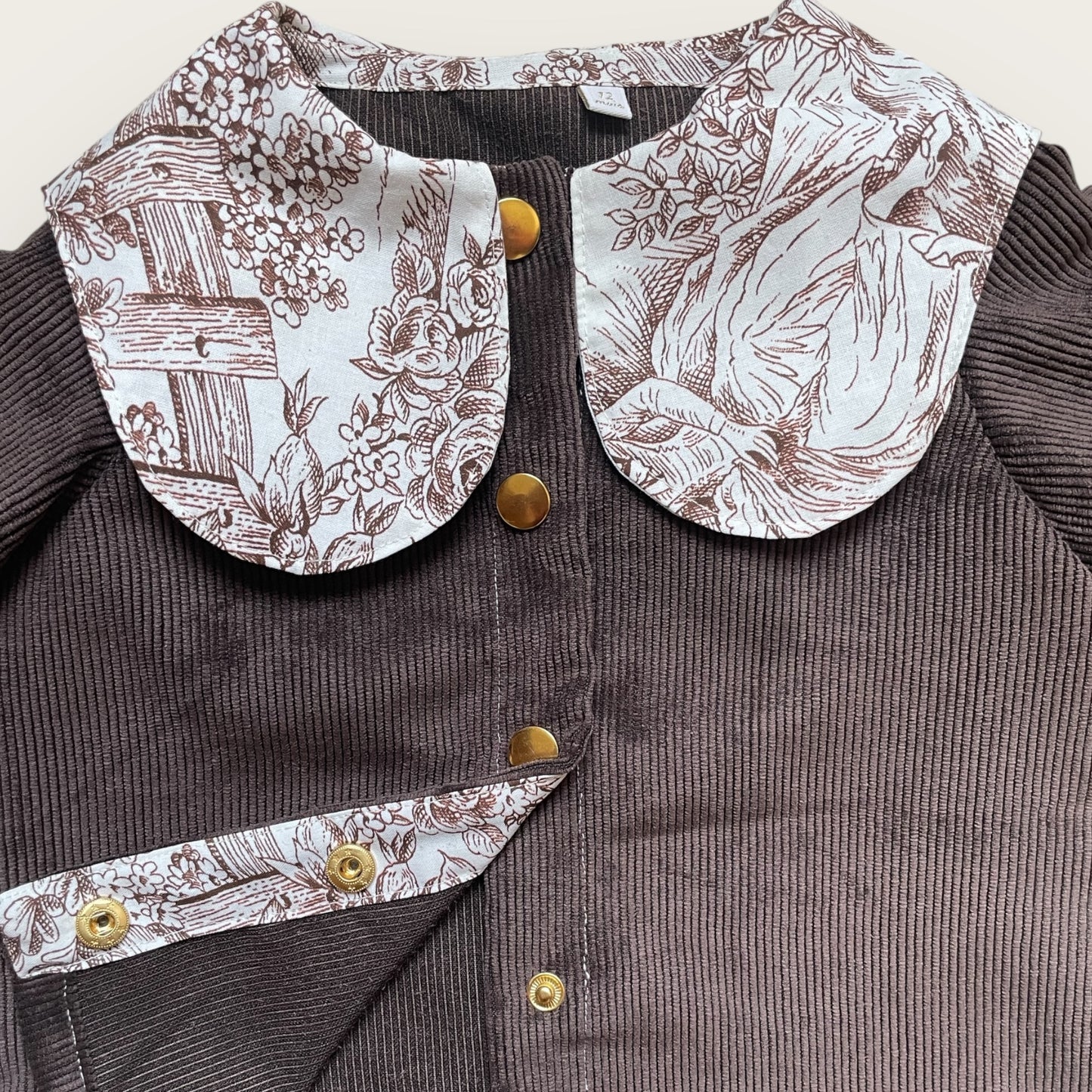 Chemise/Veste velours col Toile de Jouy