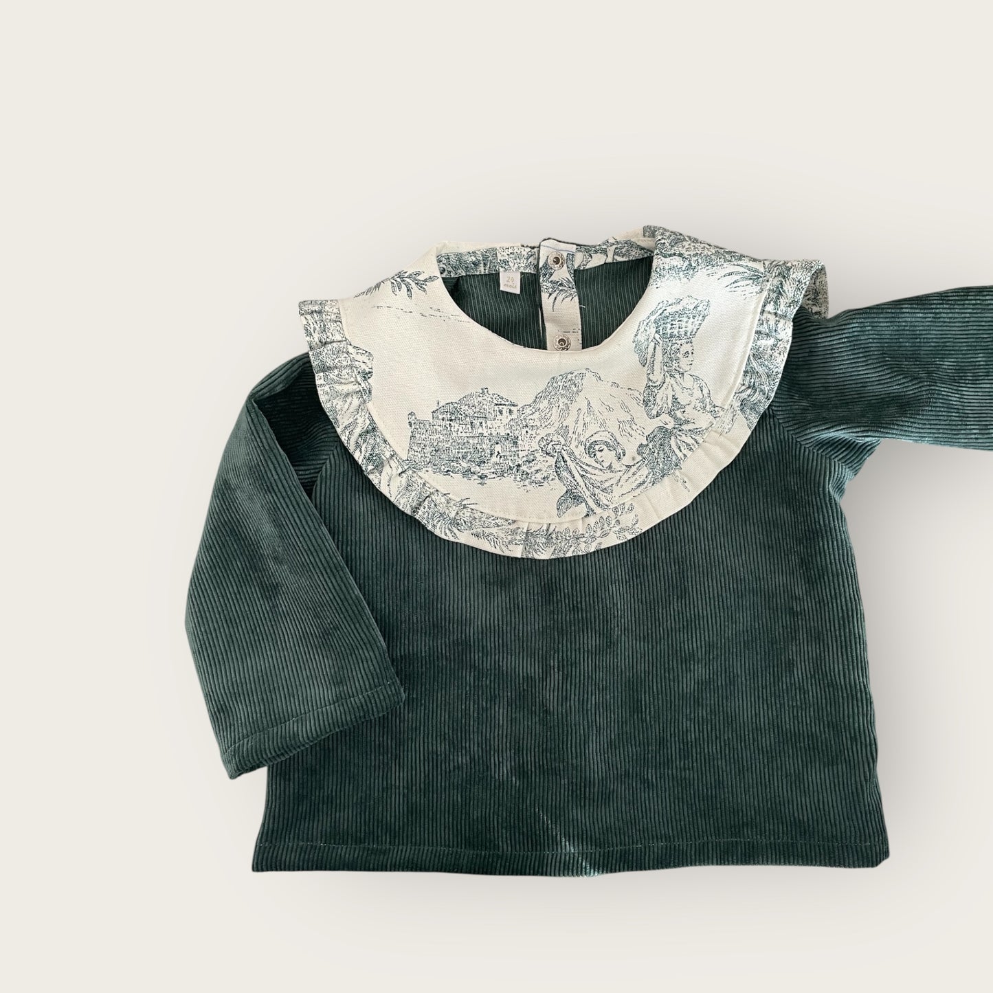 Blouse velours col Toile de Jouy