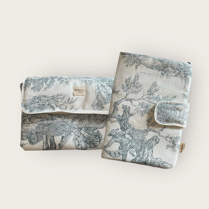 Pack Tapis et Pochette à langer nomade Toile de Jouy
