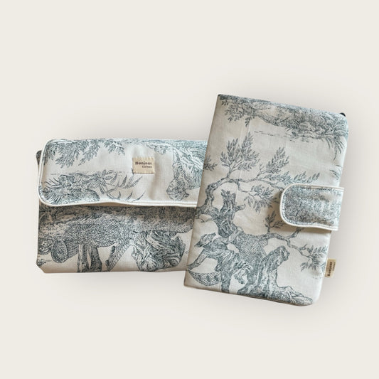 Pack Tapis et Pochette à langer nomade Toile de Jouy