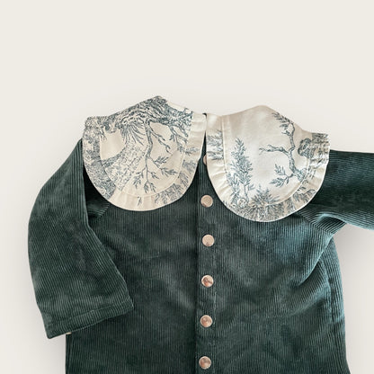 Blouse velours col Toile de Jouy