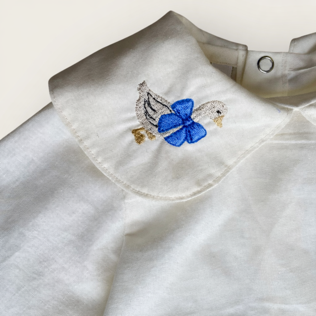 Chemisier Mixte Col Brodé